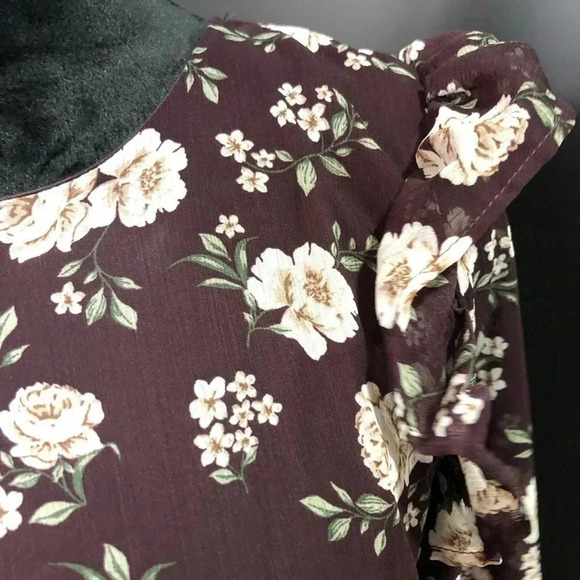Altar’d State Shirred Waist,tiered hem,long sheer sleeve, flare,floral,lined - Picture 6 of 11